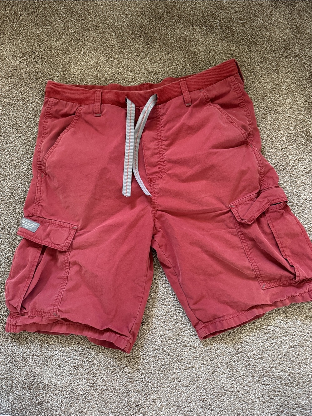 Wrangler Red Cargo Drawstring Shorts